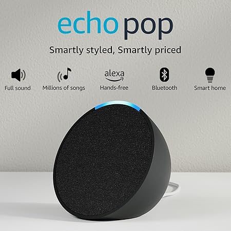Echo Pop| Smart speaker with Alexa and Bluetooth