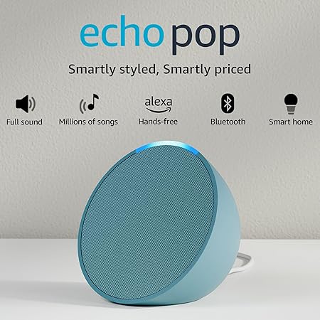 Echo Pop| Smart speaker with Alexa and Bluetooth